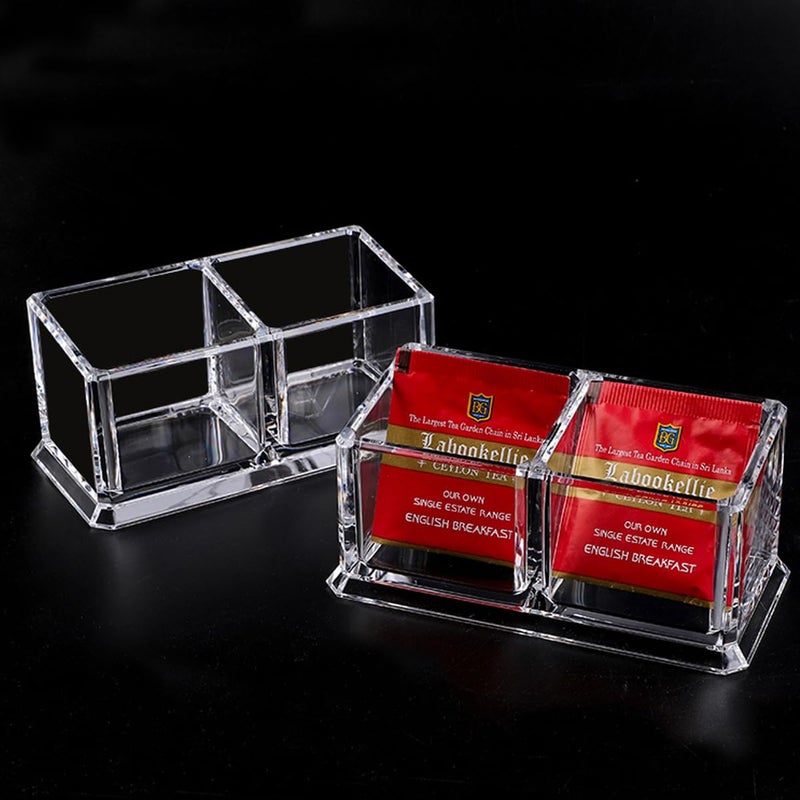 Yakri Acrylic Tea Bags Holder Coffee Sugar Bag Case Guest Room Storage Boxes - Holder for Tea Bags, Small Packets, Sweeteners,Sugar Packet, Coffee, Condiment (L16.6*W8.2*H7.5cm) - Image 4